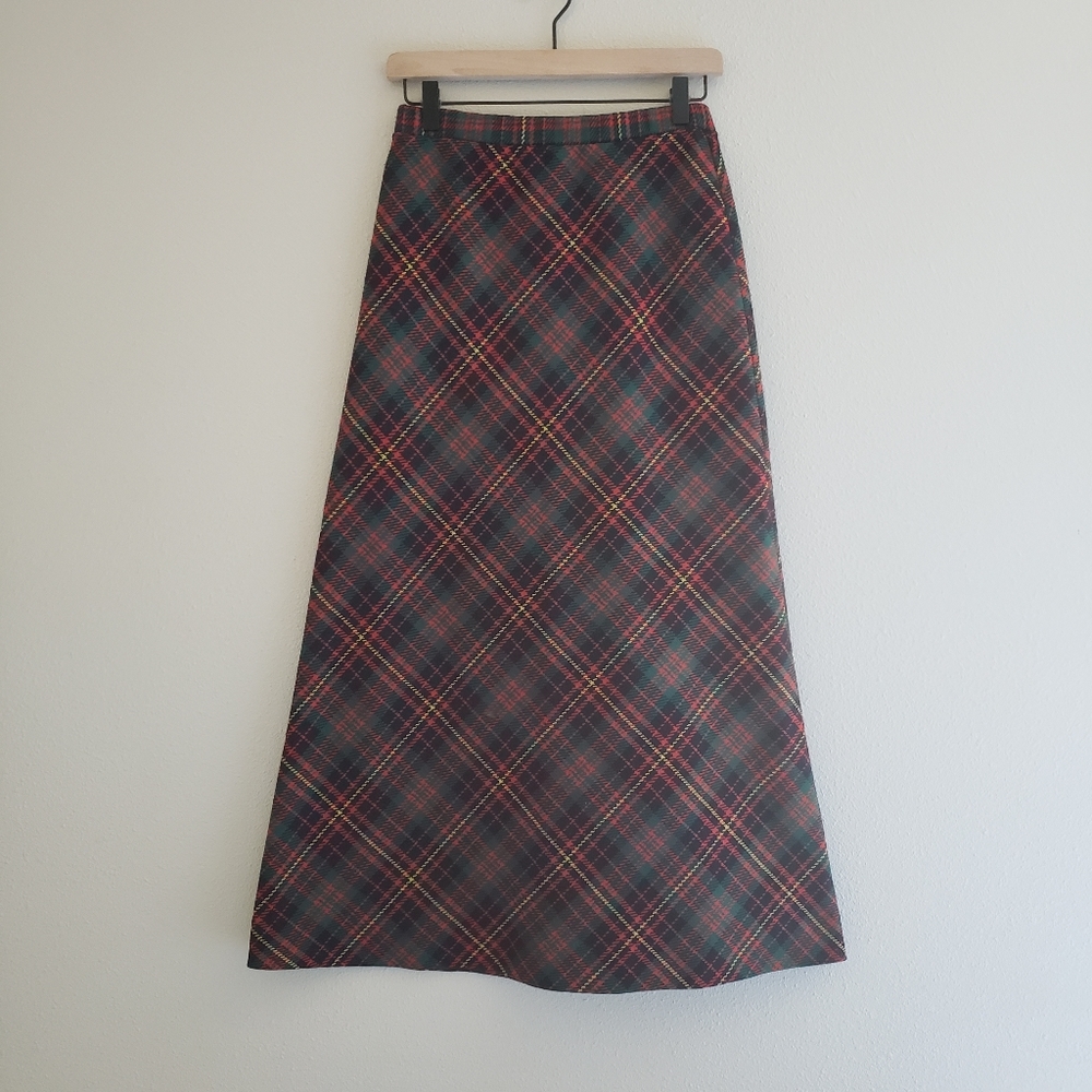 Vintage 1970s California West-Set Plaid Maxi